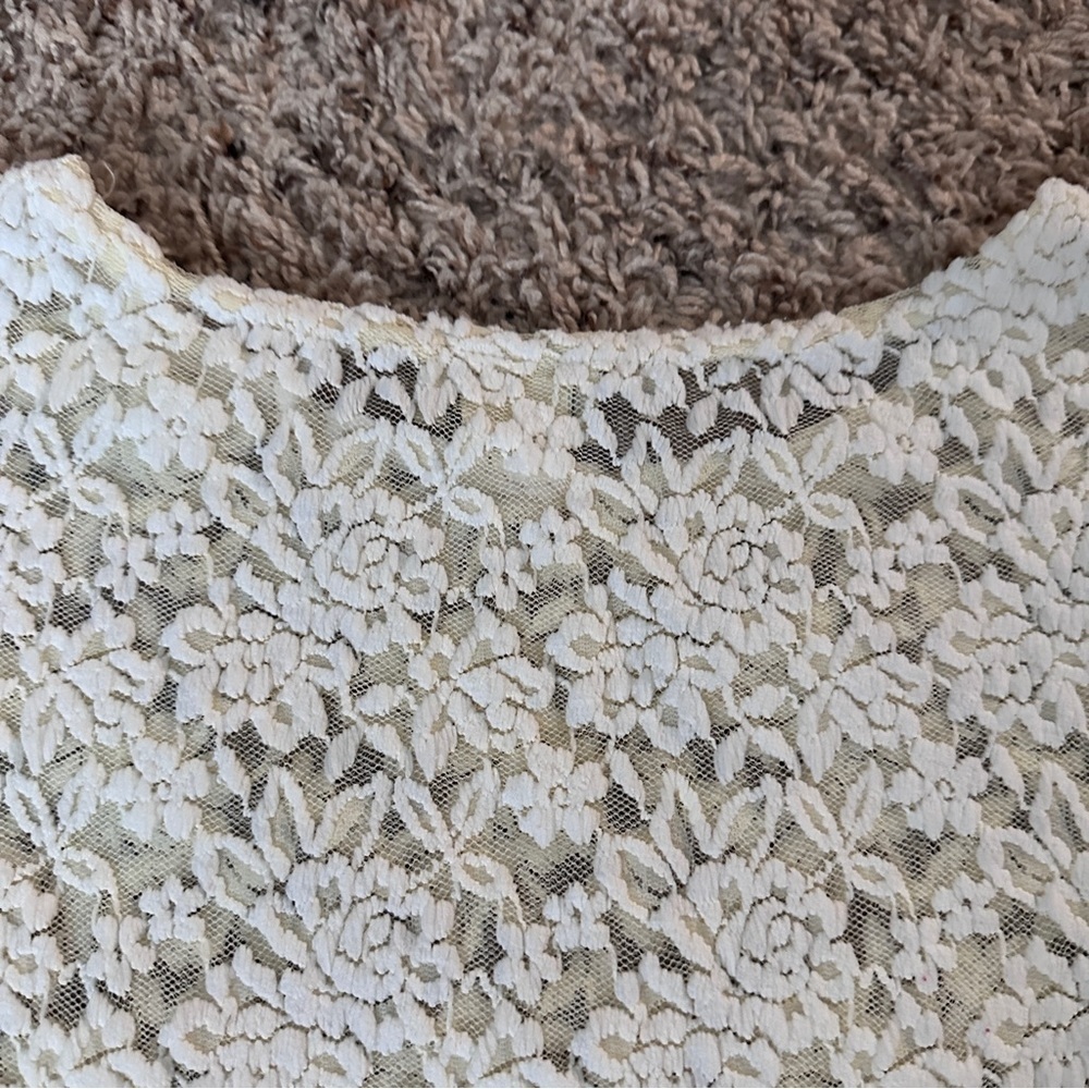 Vintage Jonden Light Yellow Floral Lace Mesh Baby Tee Women’s Size Small Spring - Picture 10 of 13